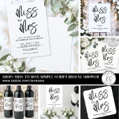Simple Black White Script Bridal Shower スクエアシール