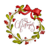 Watercolor Mistletoe Wreath with Bow カフェラテマグ