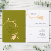 モダンオリーブ結婚チューリップ サンキューカード (この独立クリエイターのコレクションをカスタマイズ。)