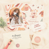 レトロアーチフェリズNavidadスペインのクリスマスフォト シーズンカード