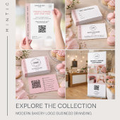 Bakery Logo QR Code Social Media Blush Pink 名刺