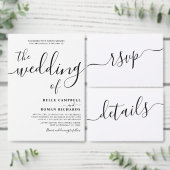 黒モダンと白のスクリプト(リングや輪付き結婚) プランナー手帳 (この独立クリエイターのコレクションをカスタマイズ。)