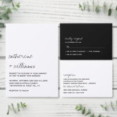 Modern Black & White Minimalist Script Wedding メニュー (この独立クリエイターのコレクションをカスタマイズ。)