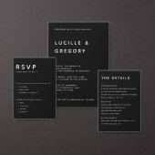 Modern Black Editorial All Caps 出欠カード (この独立クリエイターのコレクションをカスタマイズ。)