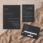 Minimal Black Wedding Details Enclosure Card エンクロージャーカード (この独立クリエイターのコレクションをカスタマイズ。)