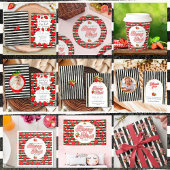 素朴白黒ストライプベリーファースト誕生日 横断幕