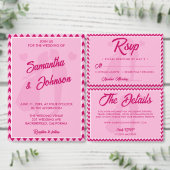 Modern Blush Pink Chevron Stripe QR Code セーブザデート (この独立クリエイターのコレクションをカスタマイズ。)