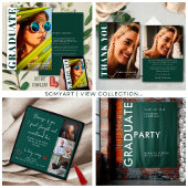 エメモダンラルドグリーン写真卒業 サンキューカード