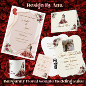 Elegant Floral Bride and Groom Wedding Invitation 招待状