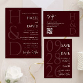 Modern Burgundy Monogram Minimalist Wedding テーブルナンバー