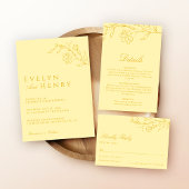 Simple Chic Modern Butter Yellow Wedding 招待状