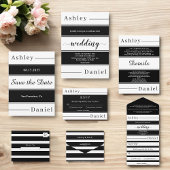 黒モダン白と白のストライプエレガントな結婚式 招待状