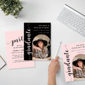 Modern Trendy Chic Script White Graduation Party 招待状