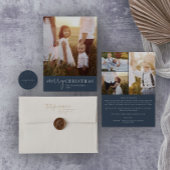 シックモダンな |ネイビーブルー円形差出人住所 ラウンドシール