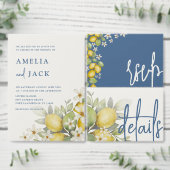 レモモダンンズイエロー&ブルー結婚ズ詳細 エンクロージャーカード (この独立クリエイターのコレクションをカスタマイズ。)