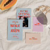 明モダンカラフルるいレトロはっきりした結婚ズ 招待状