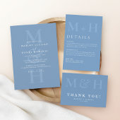 Modern Dusty Blue QR Code Wedding Online RSVP Card エンクロージャーカード