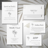 トロピカルパームシンプルツモダンリー結婚ズ 招待状