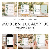 Eucalyptus Wedding Evening Party Square Invitation 招待状
