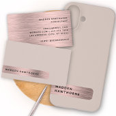 モダンシンプルミニマルバラフェイク金ゴールドブラッシュド金属 スクエア名刺