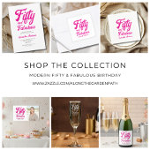 Modern 50 and Fabulous Pink 50th Birthday Party 招待状