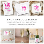 モダンな50歳とファビュラス ピンクの50歳誕生日パーティー 招待状