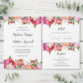 モダンフローラ水彩珊瑚礁結婚牡丹 招待状 (この独立クリエイターのコレクションをカスタマイズ。)
