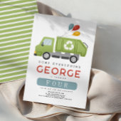 Green Garbage Trash Truck Boys Birthday サンキューカード