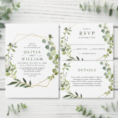 ユーカリモダンプス幾何学模様婚約パーティ 招待状 (この独立クリエイターのコレクションをカスタマイズ。)