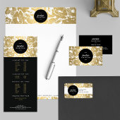 モダン金ゴールド花黒丸はがき ポストカード