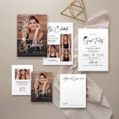 Modern Grad Cap Signature Script Simple Graduation 箔招待状