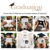 Modern Graduation Black & white line art graduate  ラウンドシール