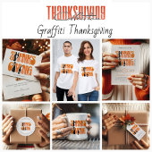 ホワイトモダングラフィティサンクスギビング秋秋 招待状