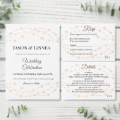 アイボリーモダン赤面ロマンチックパールニュートラル結婚ズ 出欠カード (この独立クリエイターのコレクションをカスタマイズ。)