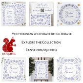 Mediterranean Blue Wildflower Bridal Shower スクエアシール