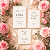 Modern Minimalist Black & Beige Wedding Program