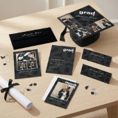 Modern Minimalist Black Photo Graduation Name Card コーリングカード