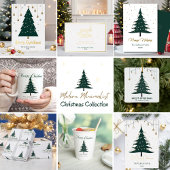 ミニマルモダンリストクリスマスツリー非写真 箔シーズンカード