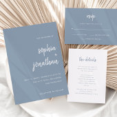 ミニマルモダンリストスクリプト |白と青結婚の 招待状ベリーバンド