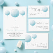 Oh Baby Soft Pastel Blue Balloon Baby Boy Shower 招待状