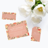 ピーチモダンフローラベビーシャワーナプキンズ スタンダードカクテルナプキン