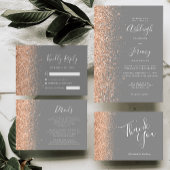 Modern Gray Peach Glitter Arch Wedding 招待状
