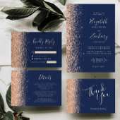 Modern Peach Glitter Navy Blue Wedding メニュー