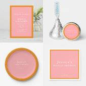Simple Modern Pink and Orange Bridal Shower 招待状