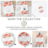 ピンクフローラ水彩ブライダルシャワー 招待状