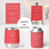 ピンクモダンレッドバチェロレッテ 招待状