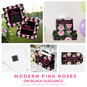 Pink Roses on Black Bridal Shower Vertical 横断幕