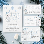 Modern Polar Bear Winter Baby Boy Shower 招待状