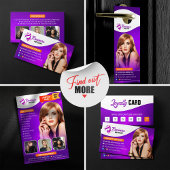 モダンな紫色のヘアスタイリスト ビューティーサロン ヘアデザイナー ポストカード