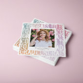 パステルモダンレインボーピンク写真卒業パーティー キーホルダー